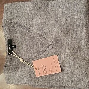 Quince Merino Wool V-Neck Sweater Long Sleeve Gray - SIZE M